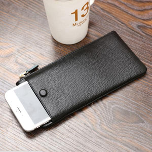 Universal Simple PU Zipper Card Slots Wallet Bag For 5.5 Inch Smartphone