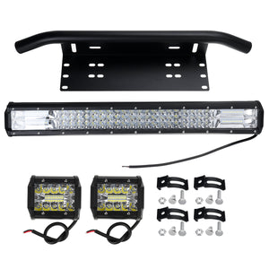 23 LED Light Bar & Number Plate Frame + 2 x 4'' Spot Flood Driving Lamp Offroad"