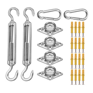 24pcs Pad Eye Turnbuckle Snap Hook Screw with Wall Plug Accessories for Rectangle or Square