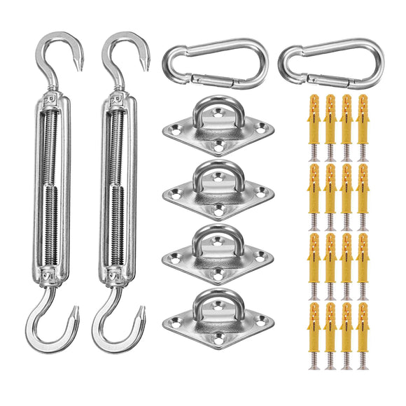 24pcs Pad Eye Turnbuckle Snap Hook Screw with Wall Plug Accessories for Rectangle or Square