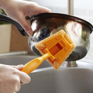 Powerful Sponge Cleaning Brush Kitchen Cooker Bowl Cleaning Brush with Handle