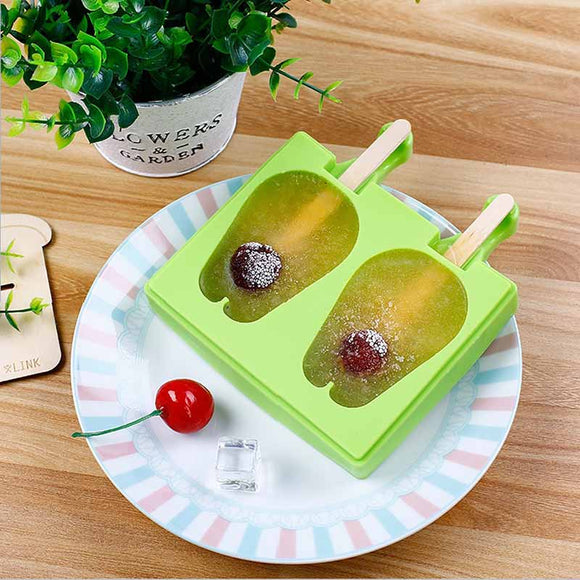 KCASA KC-IM02 Double Rabbit Silicone Ice Cream Popsicle Molds with Lid Reusable Mold DIY Tools