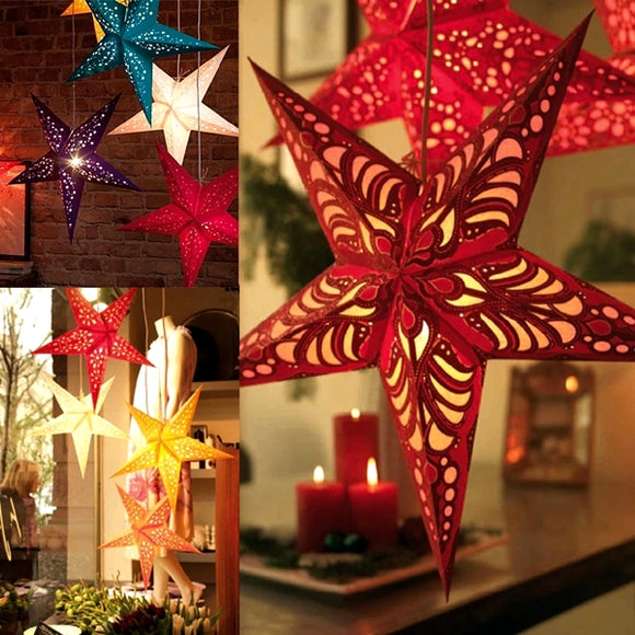 45cm Christmas Laser Paper Star Hanging Decoration Folding Handmade 3D Pentagram Christmas Decor