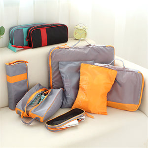 7Pcs Set Packing Cubes Outdoor Camping Travel Luggage Organizer Zip Clothes Storage Bag Pouch