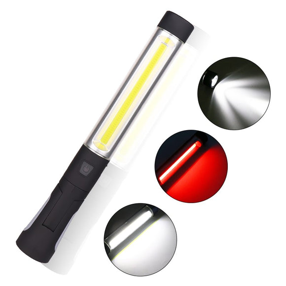 Enusic 360 Hook Rechargeable COB LED Work Light Magnetic White Red Torch Hand Flashlight Inspection Lamp