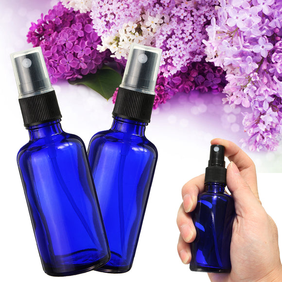 50 ml Cobalt Blue Glass Refilliable Bottle With Fine Mist Spray For Aromatherapy Perfume