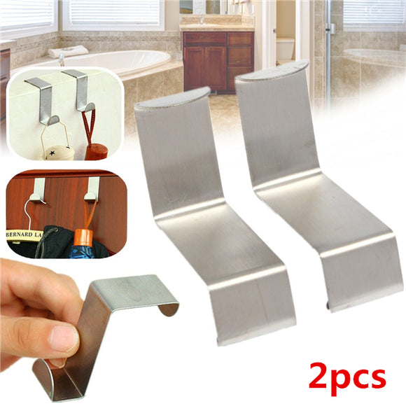 2pcs Stainless Steel Kitchen Cabinet Draw Door Hook Clothes Hanger Holder