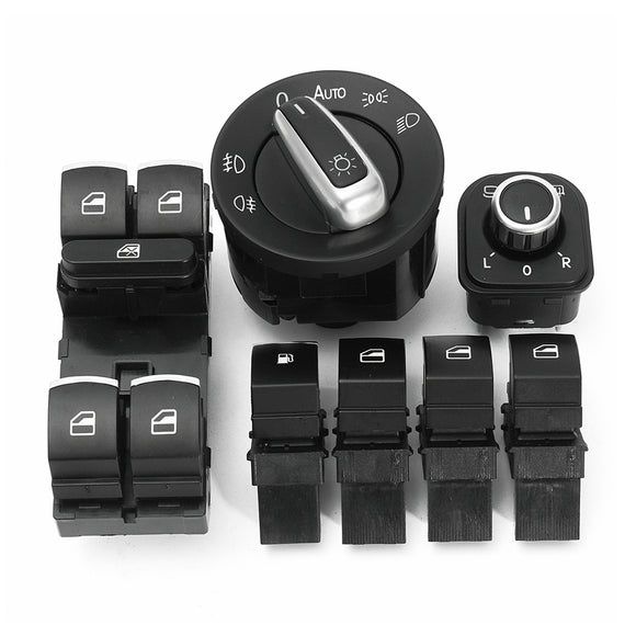 7Pcs Master Window Headlamp Window Fuel Gas Car Switch Kit For VW Golf MK5 MK6 Jetta Passat