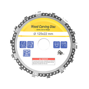 Drillpro 5 Inch Grinder Chain Disc 22mm Arbor 14 Teeth Wood Carving Disc For 125mm Angle Grinder