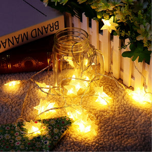 Battery Powered 3M 20LEDs Warm White Star Shaped Fairy String Light for Christmas Patio