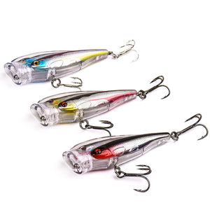 LEO 1PC 7.5CM 12G Popper Fishing Lure 3 Colors Hard Baits Fishing Lure Tackle