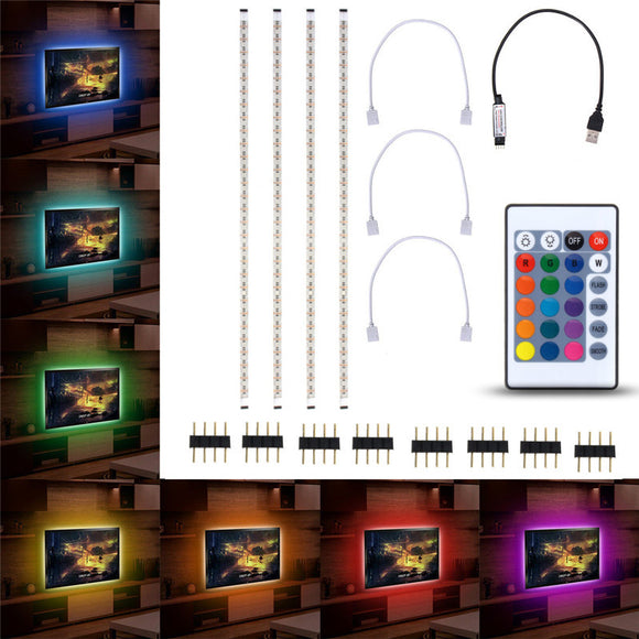 4pcs 50cm 5050 USB Powered RGB Color Change LED Strip Computer USB TV Backlight Light DC5V