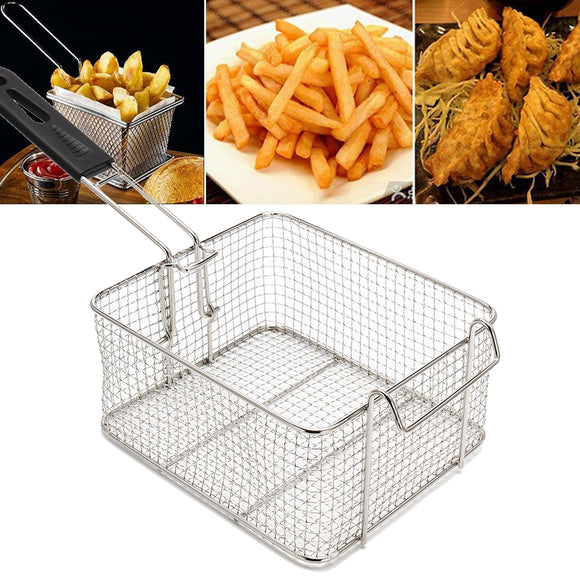 Camping Picnic BBQ Stainless Steel Chip Fish Fat Frying Deep Fryer Net Storage Baskets