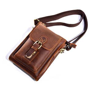 Men Genuine Leather One-Shoulder Bag Vintage Causal Capable Belt Wear Crossbody Bag