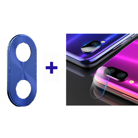 Bakeey Tempered Glass Phone Camera Lens Protector + Bule Metal Circle Ring Phone Camera Lens Protector for Xiaomi Redmi 7