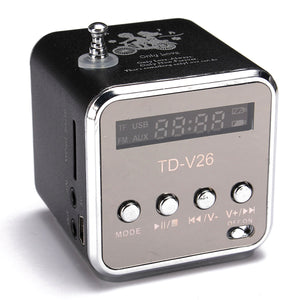 TD-V26 Portable Mini Stereo FM Radio MP3 Speaker Music Player Support Micro SD TF USB