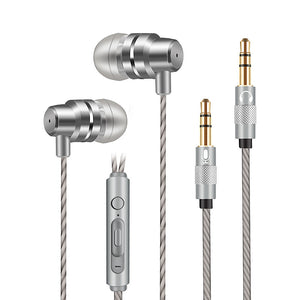 3.5mm Stereo Audio In-Ear Wire-Control Earphone With Microphone Grey for Computer Game