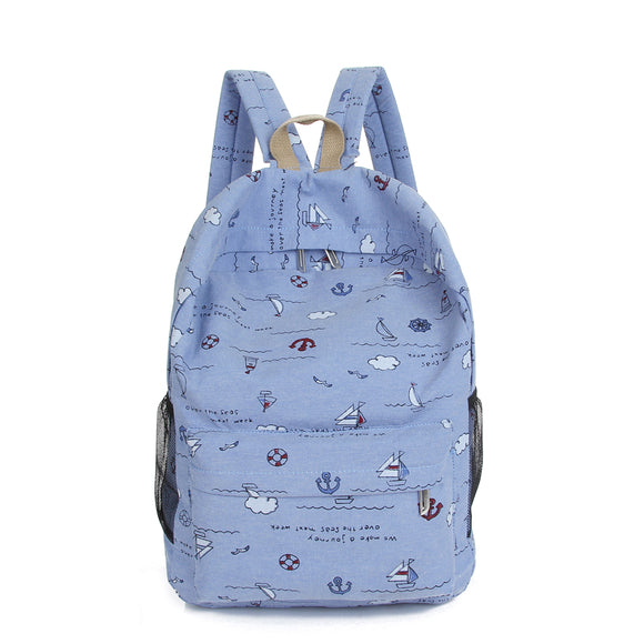 New Korean Version Of The Small School Backpack Lovely Sweet Sailboat Canvas bag