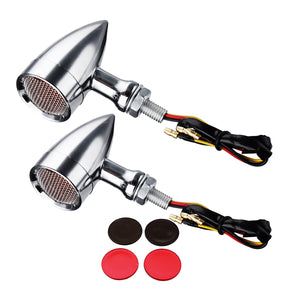 10mm Bullet Grill LED Turn Signal Indicator Lights Lamp For Harley Chopper Bobber