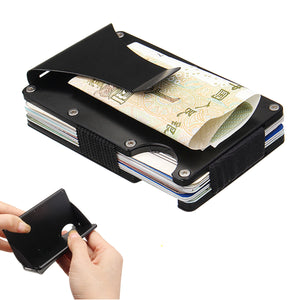 Slim Aluminum Alloy Card Case RFID Blocking Credit Card Holder Cash Clip Anti-Magnetic Organizer