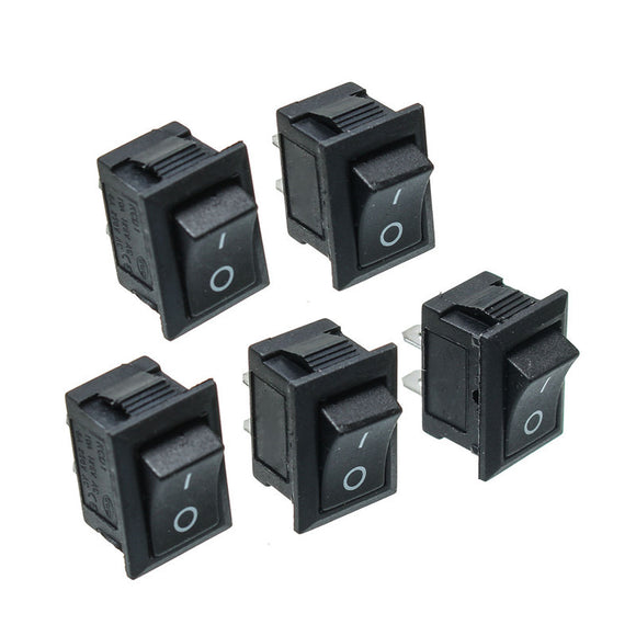 5pcs Black Push Button Mini Switch 6A-10A 110V 250V KCD1-101 2Pin Snap-in On/Off Rocker Switch