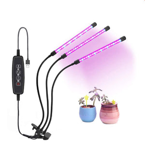 60 LED 3 Head Plant Grow Lamp 10-level Dimming Mode Grow Light Plant Desk 360 Flexible Clip