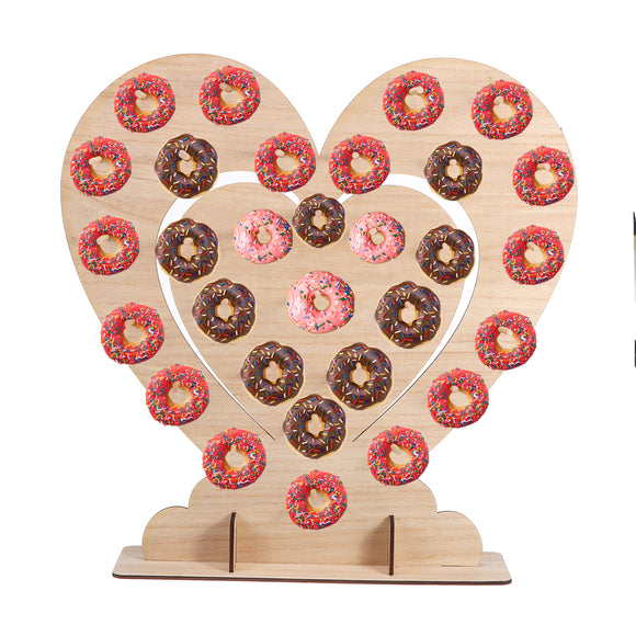 60x60x2cm MDF Heart Shape Candy Donut Wall Stand Holds Wedding Table Decorations