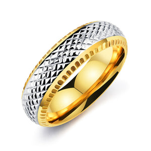 Punk Gold Color Stainless Steel Finger Ring Hip Hop Black Geometry Ring for Men