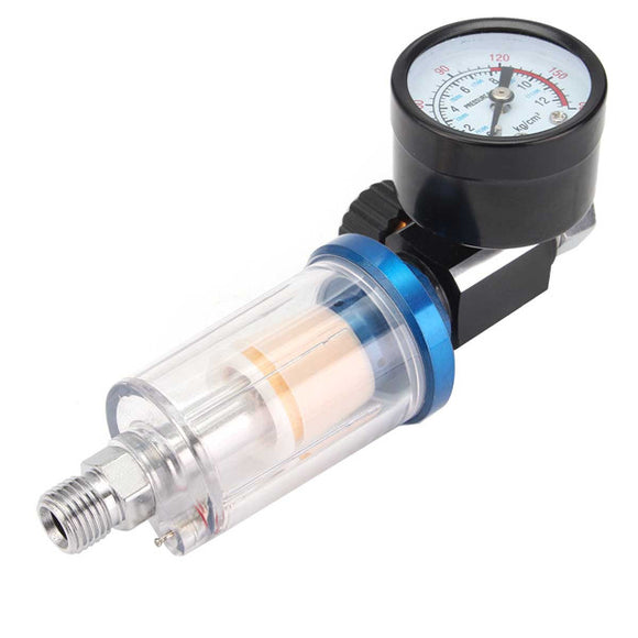 G1/4 Pneumatic Gun Air Regulator Pressure Gauge with In Line Water Trap Filter Separator