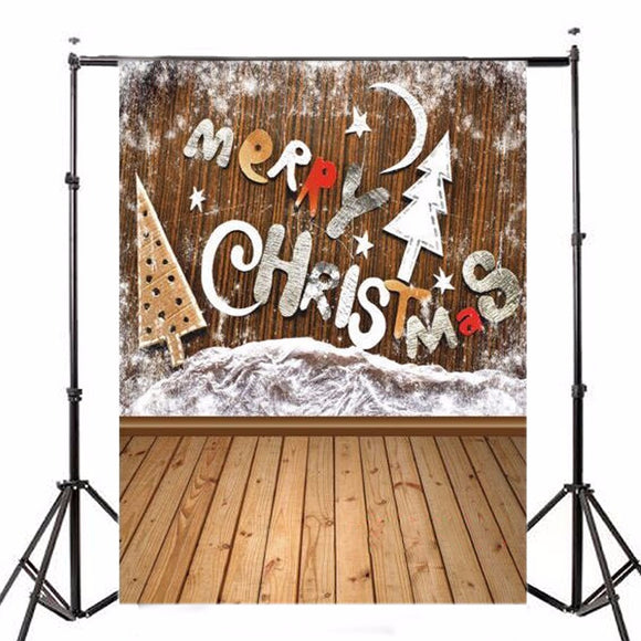 5x7FT Merry Christmas Wood Wall Photography Backdrop Background Studio Prop