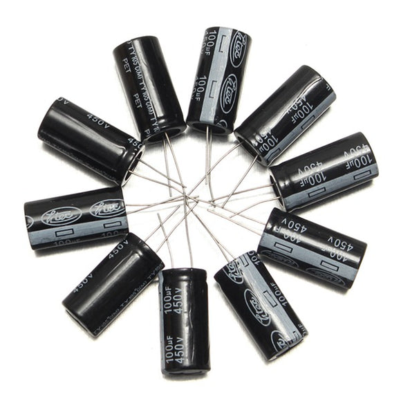 10pcs 100uF 450V 105C Radial Electrolytic Capacitor 18x35MM