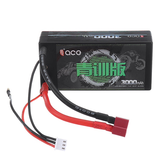 GENSACE ACE 3000mAh 7.4V 2S Lipo Battery T/XT60 Plug For 1/8 1/10 RC Car Model 25*45*92.5mm