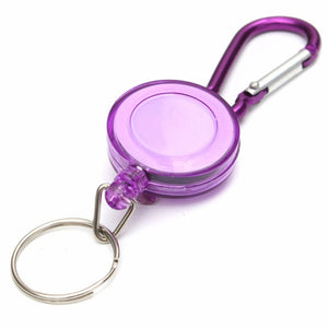 Badge Reel Telescopic Key Buckle Carabiner Recoil Retractable Holder Key Chain Purple