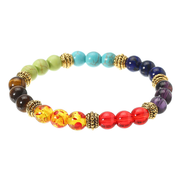 8mm Colorful Lava Beaded Agate Handmade Chain Chakra Energy Lucky Bracelet