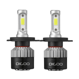 Digoo DG-S2 Car LED Headlights Bulbs H4 H7 High Low Beam Fog Lamps 72W 9000LM IP68 6500K White 2PCS