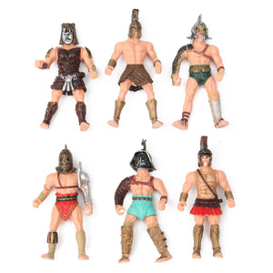 6Pcs DIY Gladiator Warrior Fighter Roman Soldier Action Figure Playset Weapons Gift Military Scenes