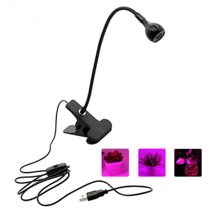 Household LED Grow Light Flexible Clip USB Power Supply Growing Lamp for Indoor Bonsai Planting