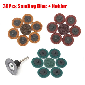 30Pcs 2 Inch Mix Sanding Roloc Disc with Holder Roll Lock Surface Coarse Sandpaper Pad 50mm