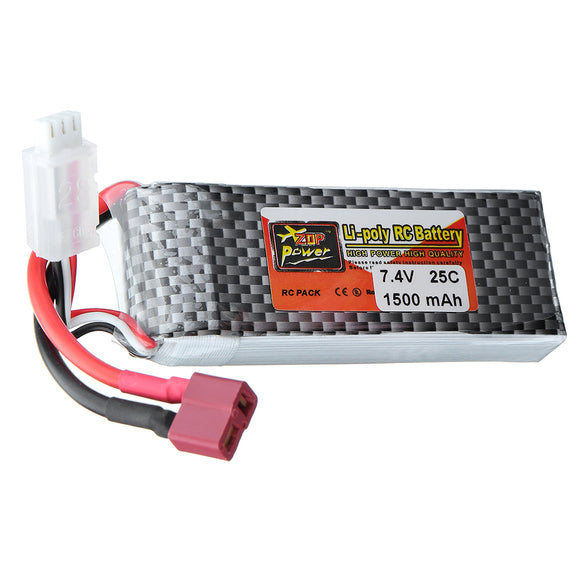 ZOP Power 7.4V 1500mAh 2S 25C Lipo Battery T Plug for WLtoys 12428 A959-B Car