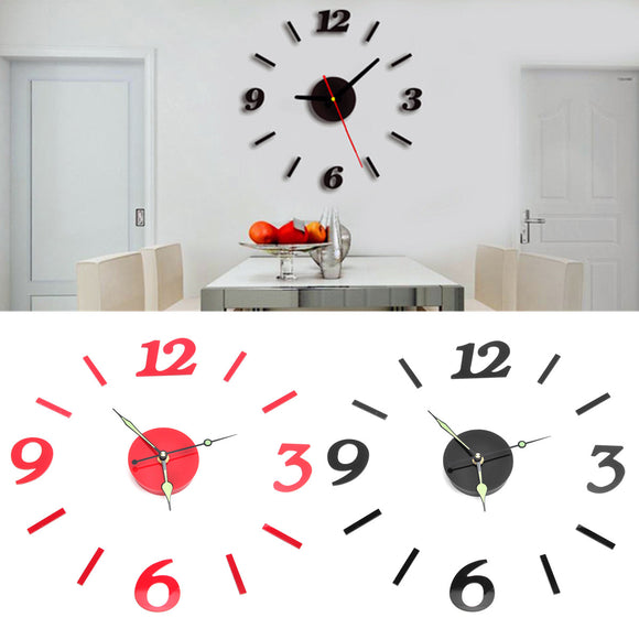 Acrylic 3D Numbers Mirror Sticker Wall Clock Modern Art Decal Home Room Decor