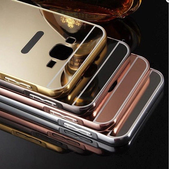 Mirror Aluminum Metal Frame Plating Acrylic Back Cover for Samsung Galaxy ON7