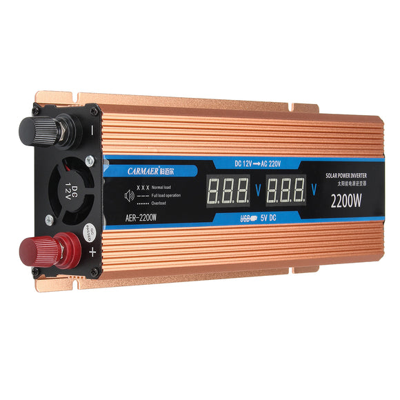 12V To 220V Inverter Intelligent LCD Dual Display Solar Power Inverter Peak 2200W 1200W 500W