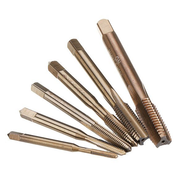 Drillpro M3-M10 HSS Co M35 Machine Straight Flutes Taps Metric Screw Tap Right Hand Thread Plug Tap Drill