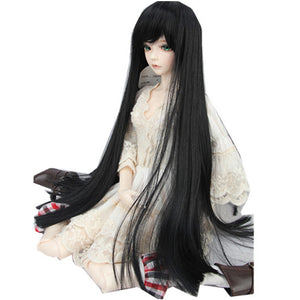 BJD Doll Wig 8-9 22-24cm 1/3 BJD SD Long Straight Hair Black Toy Costume Wig"