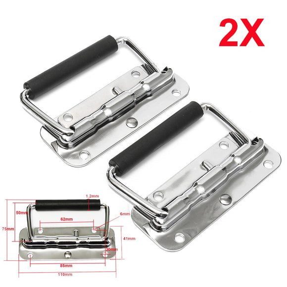 2Pcs 11cm x 7.5cm Metal Spring Loaded Toolbox Door Puller Chest Handle Grip