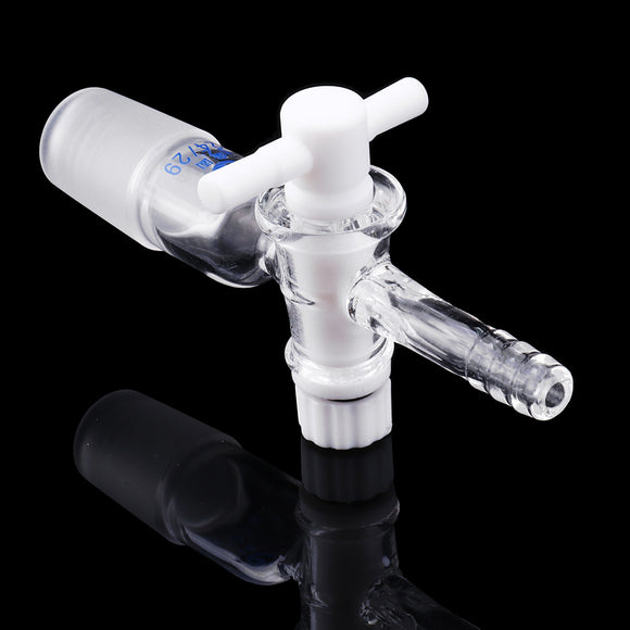 24/29Glass Adapter VacuumFlowControlAdapterwithPTFEStopcockMaleGroundJointtoStraightHoseConnection