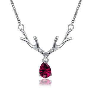 INALIS Fashion Elk Deer Antlers Pendant Necklace Christmas Gift for Women Girl