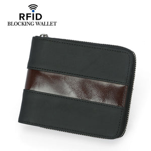 Men Genuine Leather RFID Antimagnetic Multi-slots Card Holder Wallet