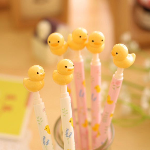 5Pcs 0.5mm Cute Yellow Duck Animal 3D Writing Ballpoint Pen Office School Supplies Stationery