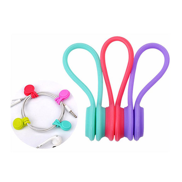 3 pcs Silicone Magnet Coil Earphone Cable Winder Headset Type Bobbin Winder Hubs Cord Holder Cable